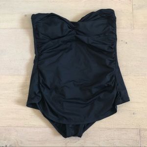 black strapless one piece swimsuit